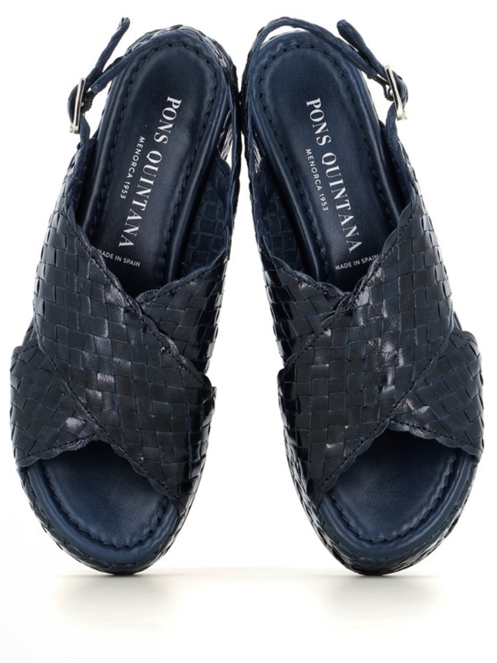 Pons Quintana Navy Woven Peep-Toe Wedge Sandals! New in box ! 8,5